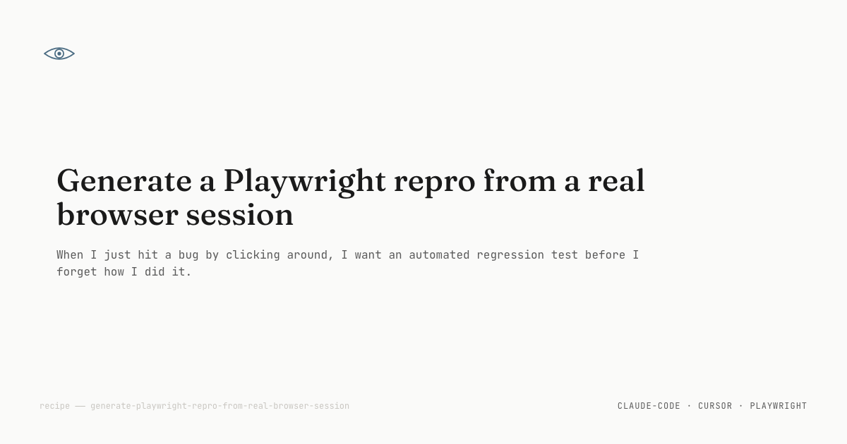 Generated Playwright spec next to the peek session it came from