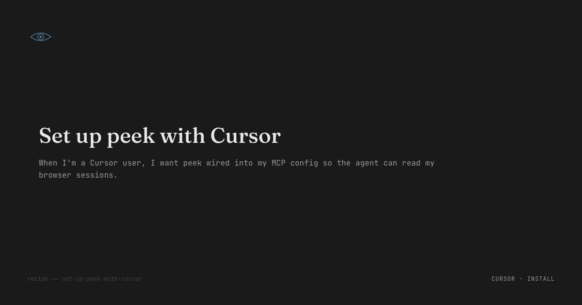Cursor listing peek sessions after install